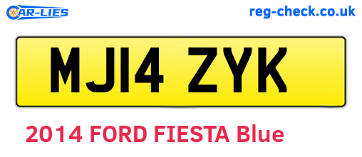 MJ14ZYK are the vehicle registration plates.