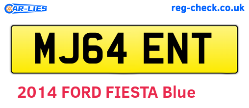 MJ64ENT are the vehicle registration plates.