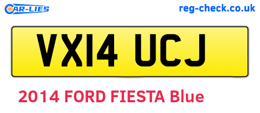 VX14UCJ are the vehicle registration plates.