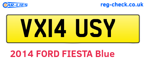 VX14USY are the vehicle registration plates.