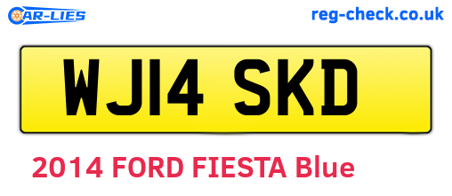 WJ14SKD are the vehicle registration plates.