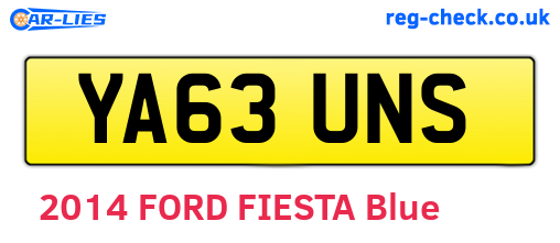 YA63UNS are the vehicle registration plates.