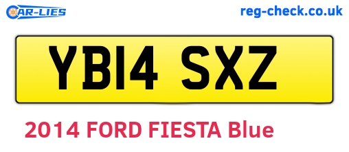 YB14SXZ are the vehicle registration plates.