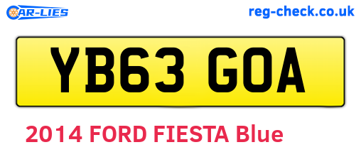 YB63GOA are the vehicle registration plates.