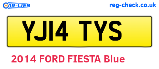 YJ14TYS are the vehicle registration plates.