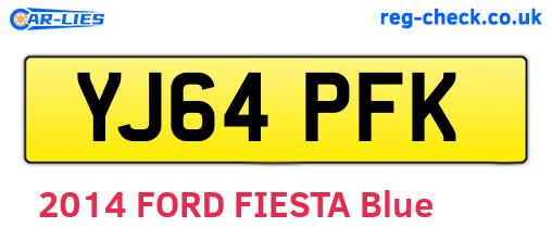 YJ64PFK are the vehicle registration plates.