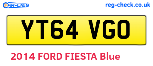 YT64VGO are the vehicle registration plates.
