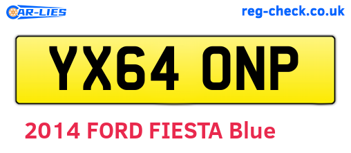 YX64ONP are the vehicle registration plates.