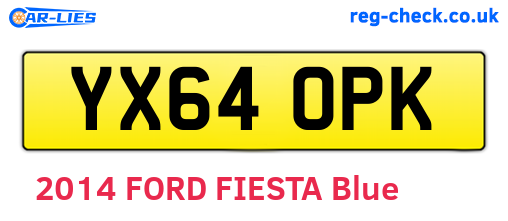 YX64OPK are the vehicle registration plates.