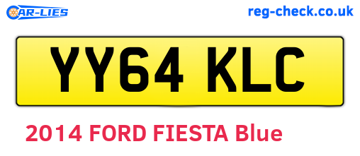 YY64KLC are the vehicle registration plates.