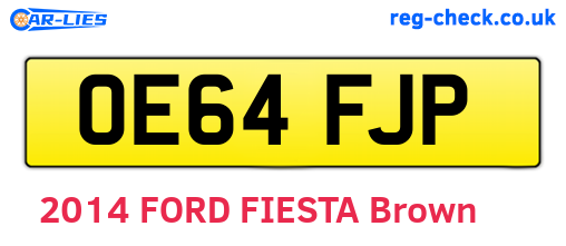 OE64FJP are the vehicle registration plates.