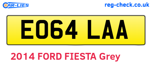 EO64LAA are the vehicle registration plates.