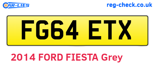 FG64ETX are the vehicle registration plates.