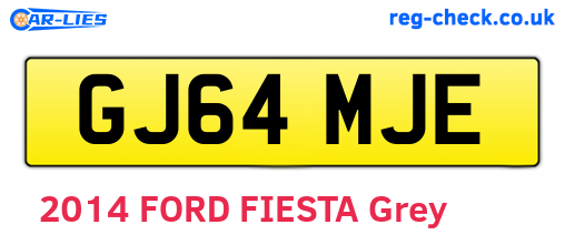 GJ64MJE are the vehicle registration plates.