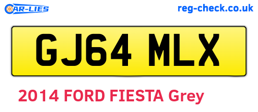 GJ64MLX are the vehicle registration plates.