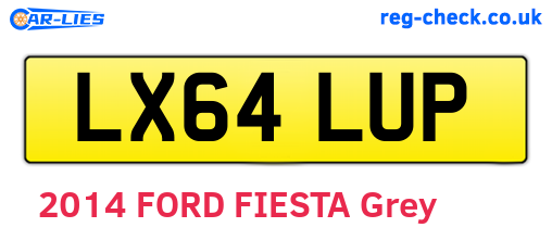 LX64LUP are the vehicle registration plates.