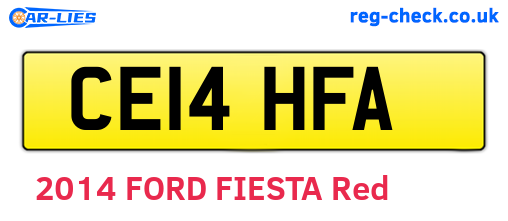 CE14HFA are the vehicle registration plates.