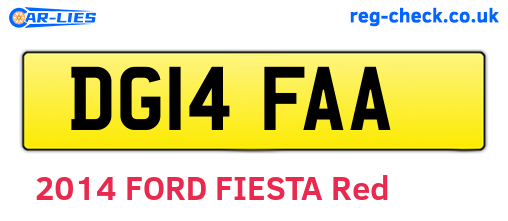 DG14FAA are the vehicle registration plates.