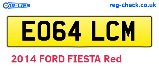 EO64LCM are the vehicle registration plates.