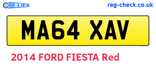 MA64XAV are the vehicle registration plates.
