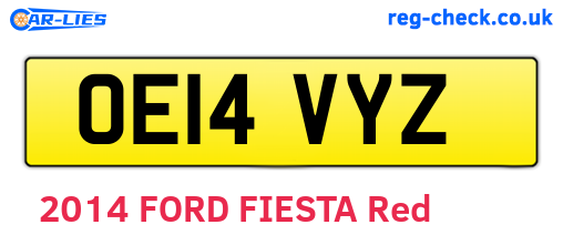 OE14VYZ are the vehicle registration plates.