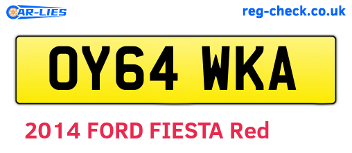 OY64WKA are the vehicle registration plates.