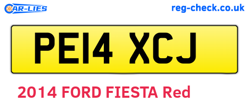 PE14XCJ are the vehicle registration plates.