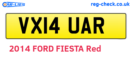 VX14UAR are the vehicle registration plates.