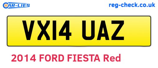 VX14UAZ are the vehicle registration plates.