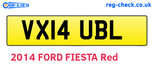 VX14UBL are the vehicle registration plates.