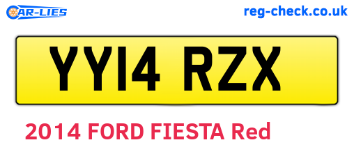 YY14RZX are the vehicle registration plates.