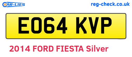EO64KVP are the vehicle registration plates.