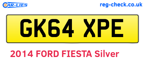 GK64XPE are the vehicle registration plates.