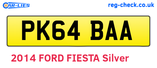 PK64BAA are the vehicle registration plates.