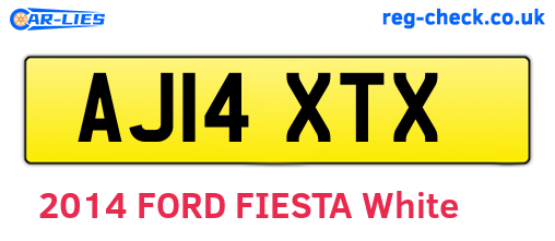 AJ14XTX are the vehicle registration plates.