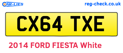 CX64TXE are the vehicle registration plates.