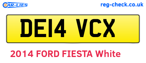 DE14VCX are the vehicle registration plates.