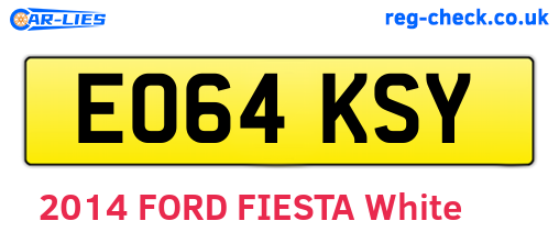 EO64KSY are the vehicle registration plates.