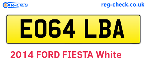 EO64LBA are the vehicle registration plates.