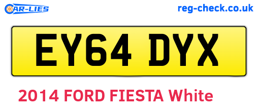 EY64DYX are the vehicle registration plates.