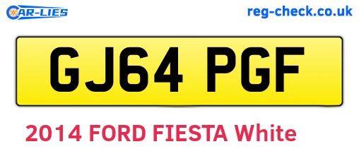 GJ64PGF are the vehicle registration plates.