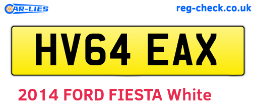 HV64EAX are the vehicle registration plates.