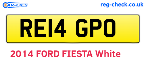 RE14GPO are the vehicle registration plates.