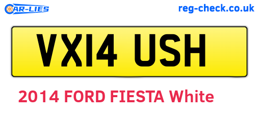 VX14USH are the vehicle registration plates.