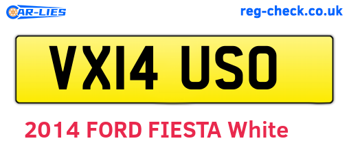 VX14USO are the vehicle registration plates.