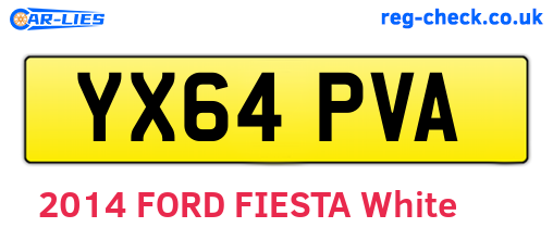 YX64PVA are the vehicle registration plates.