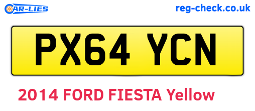 PX64YCN are the vehicle registration plates.