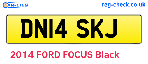 DN14SKJ are the vehicle registration plates.