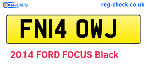 FN14OWJ are the vehicle registration plates.