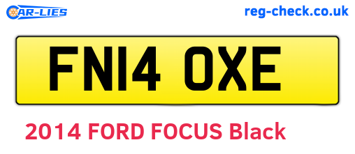 FN14OXE are the vehicle registration plates.